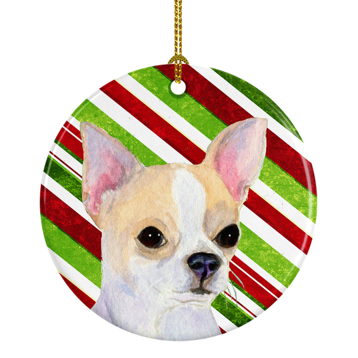 Chihuahua Candy Cane Holiday Christmas Ceramic Ornament SS4543 Image 1