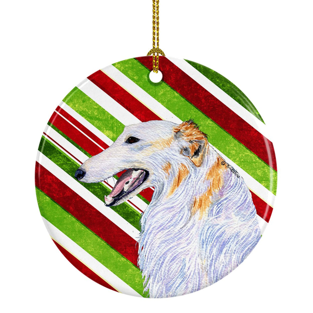 Borzoi Candy Cane Holiday Christmas Ceramic Ornament SS4544 Image 1