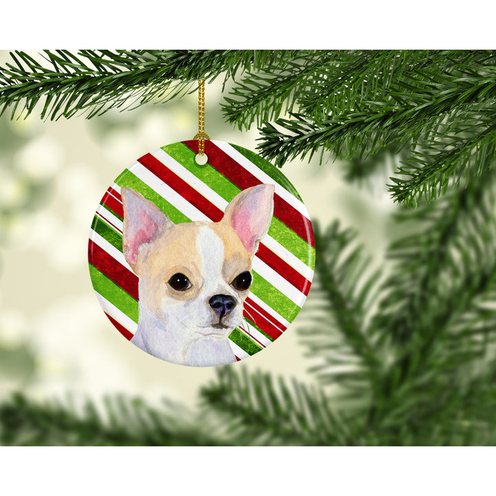 Chihuahua Candy Cane Holiday Christmas Ceramic Ornament SS4543 Image 2