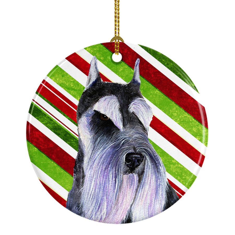 Schnauzer Candy Cane Holiday Christmas Ceramic Ornament SS4546 Image 1