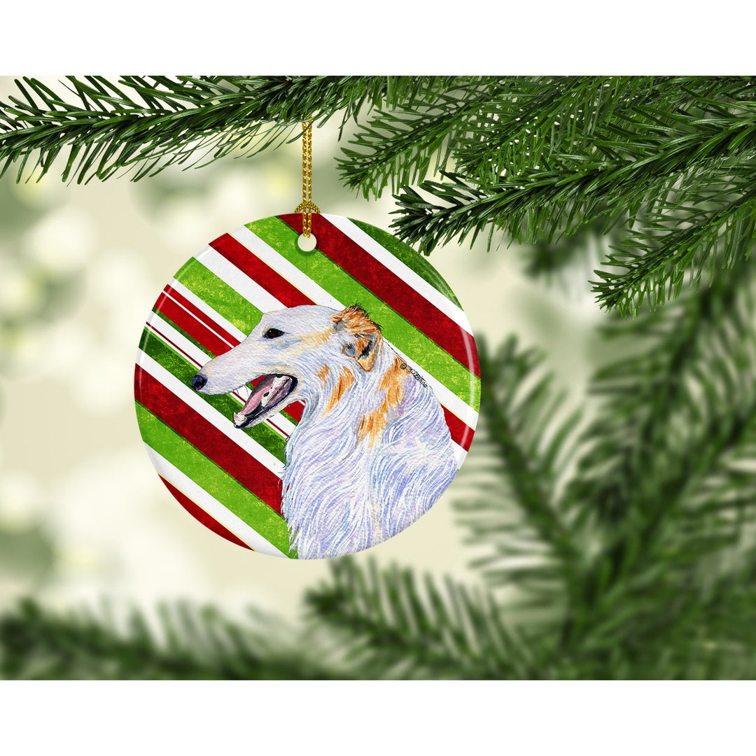 Borzoi Candy Cane Holiday Christmas Ceramic Ornament SS4544 Image 2