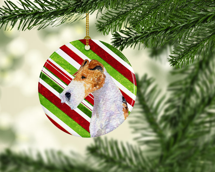 Fox Terrier Candy Cane Holiday Christmas Ceramic Ornament SS4547 Image 2