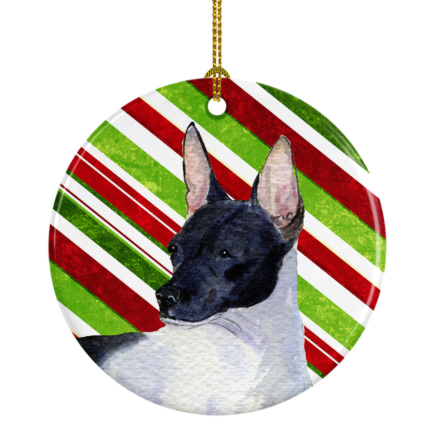 Rat Terrier Candy Cane Holiday Christmas Ceramic Ornament SS4549 Image 1