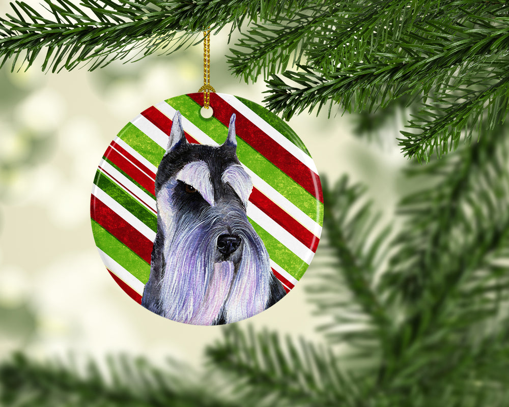 Schnauzer Candy Cane Holiday Christmas Ceramic Ornament SS4546 Image 2