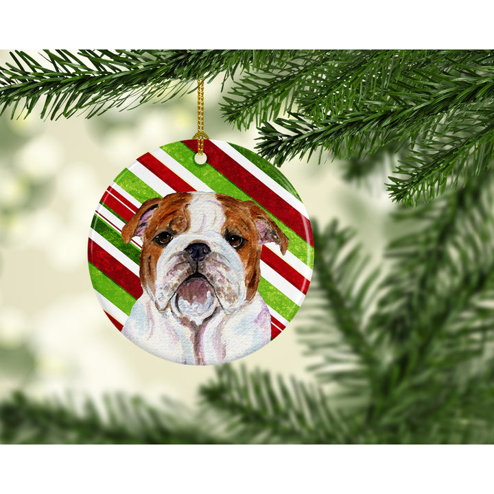 Bulldog English Candy Cane Holiday Christmas Ceramic Ornament SS4553 Image 2