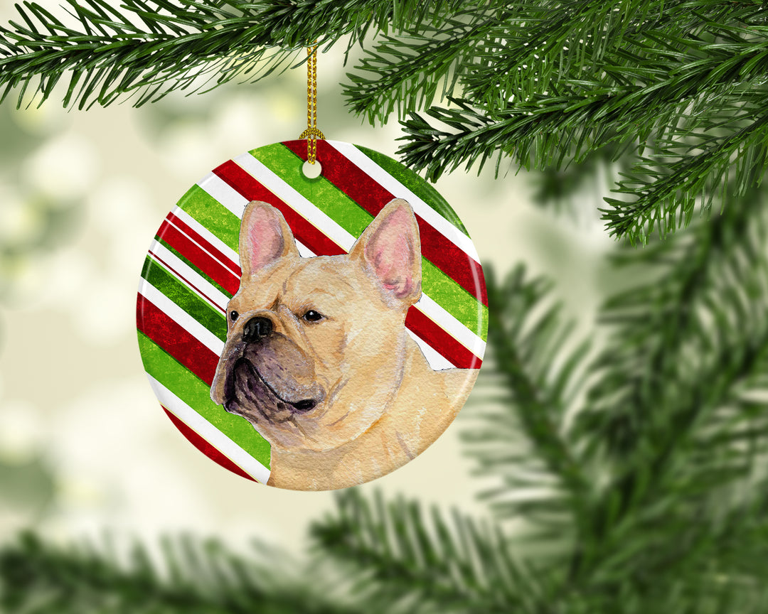 French Bulldog Candy Cane Holiday Christmas Ceramic Ornament SS4554 Image 2