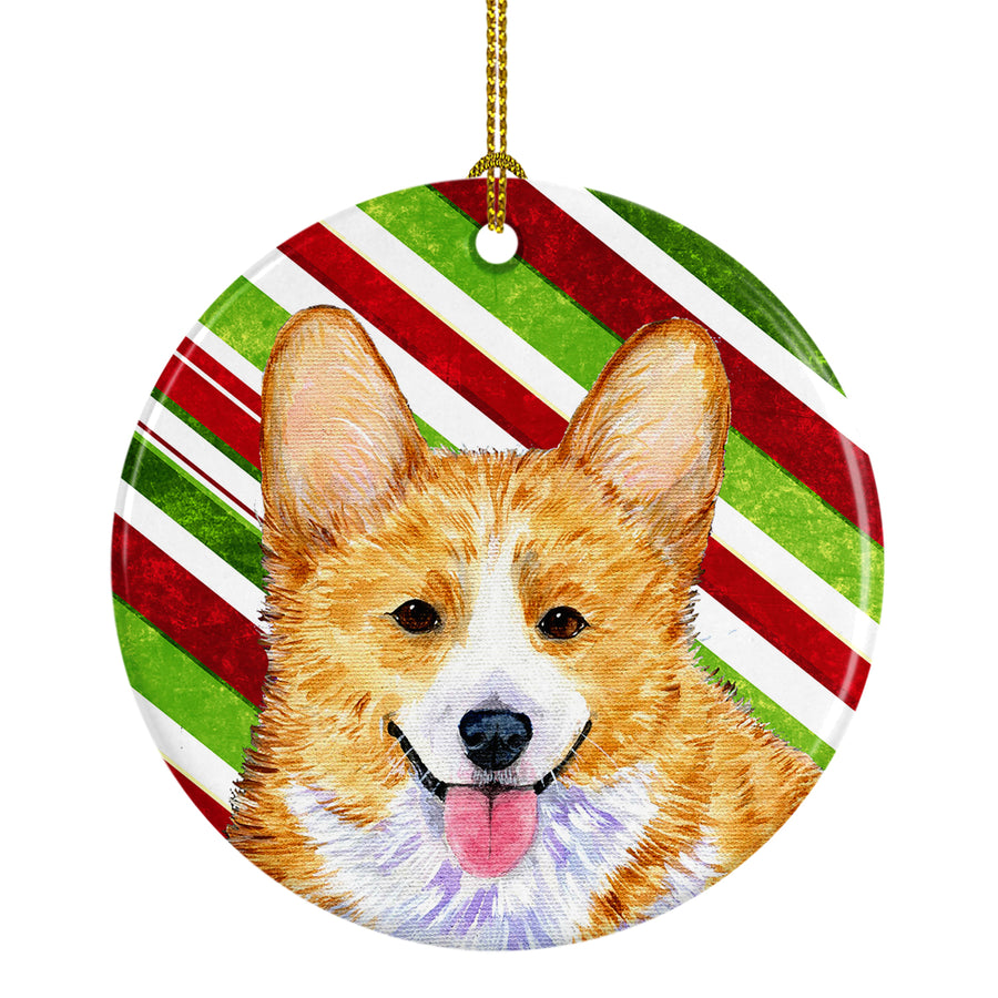 Corgi Candy Cane Holiday Christmas Ceramic Ornament SS4555 Image 1