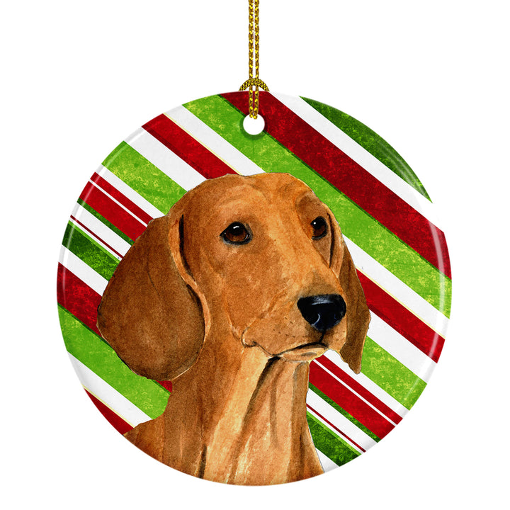 Dachshund Candy Cane Holiday Christmas Ceramic Ornament SS4556 Image 1