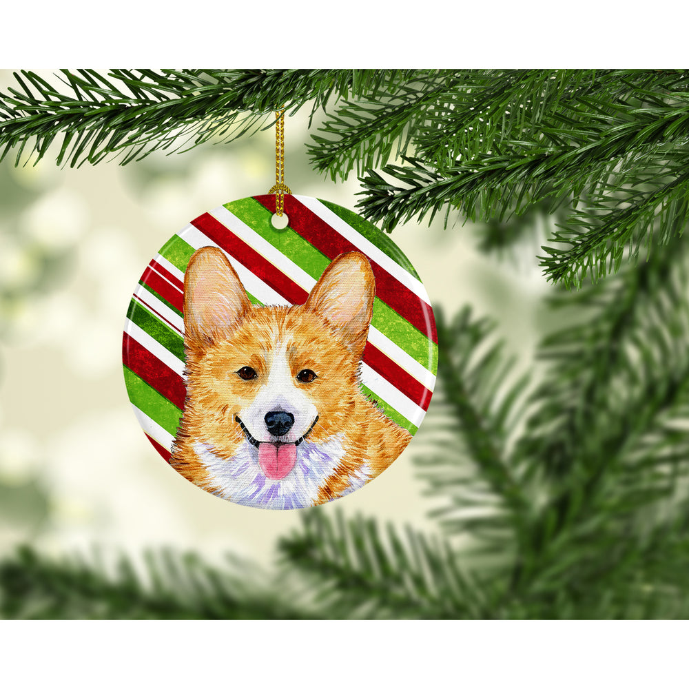 Corgi Candy Cane Holiday Christmas Ceramic Ornament SS4555 Image 2