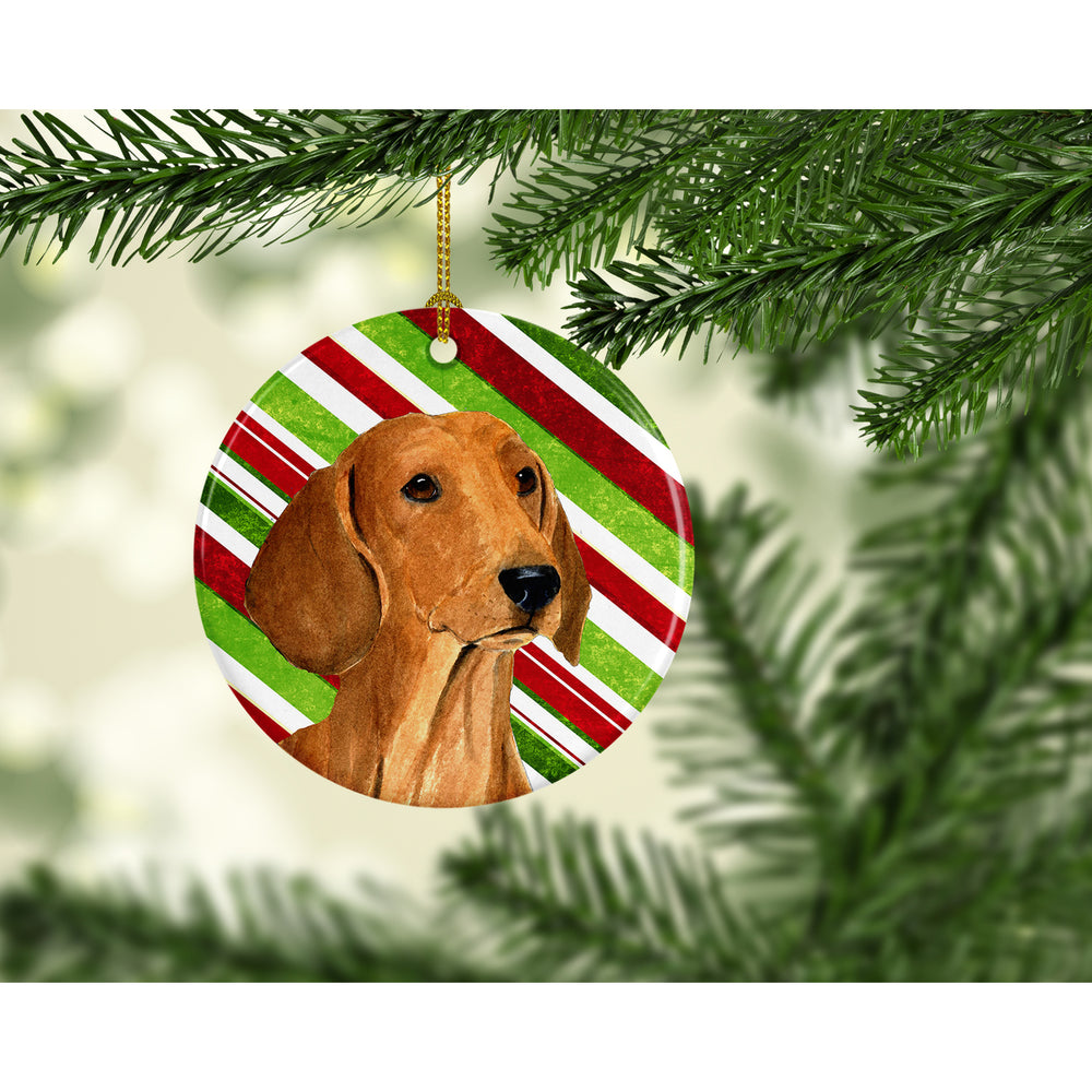 Dachshund Candy Cane Holiday Christmas Ceramic Ornament SS4556 Image 2