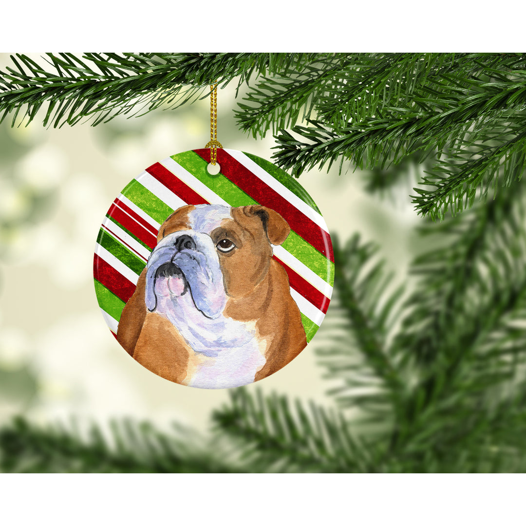 Bulldog English Candy Cane Holiday Christmas Ceramic Ornament SS4560 Image 2