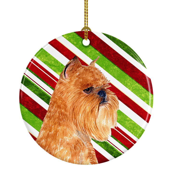 Brussels Griffon Candy Cane Holiday Christmas Ceramic Ornament SS4563 Image 1