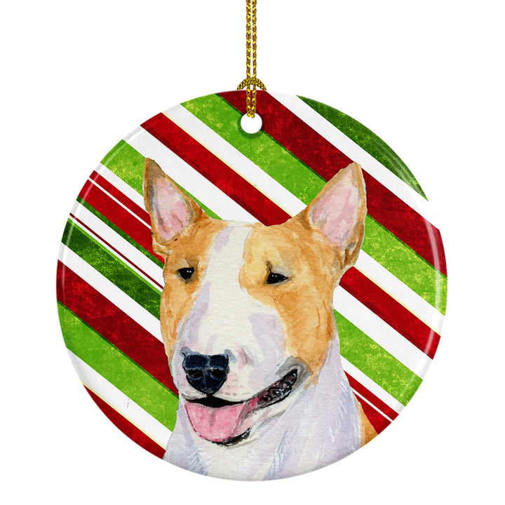 Bull Terrier Candy Cane Holiday Christmas Ceramic Ornament SS4565 Image 1