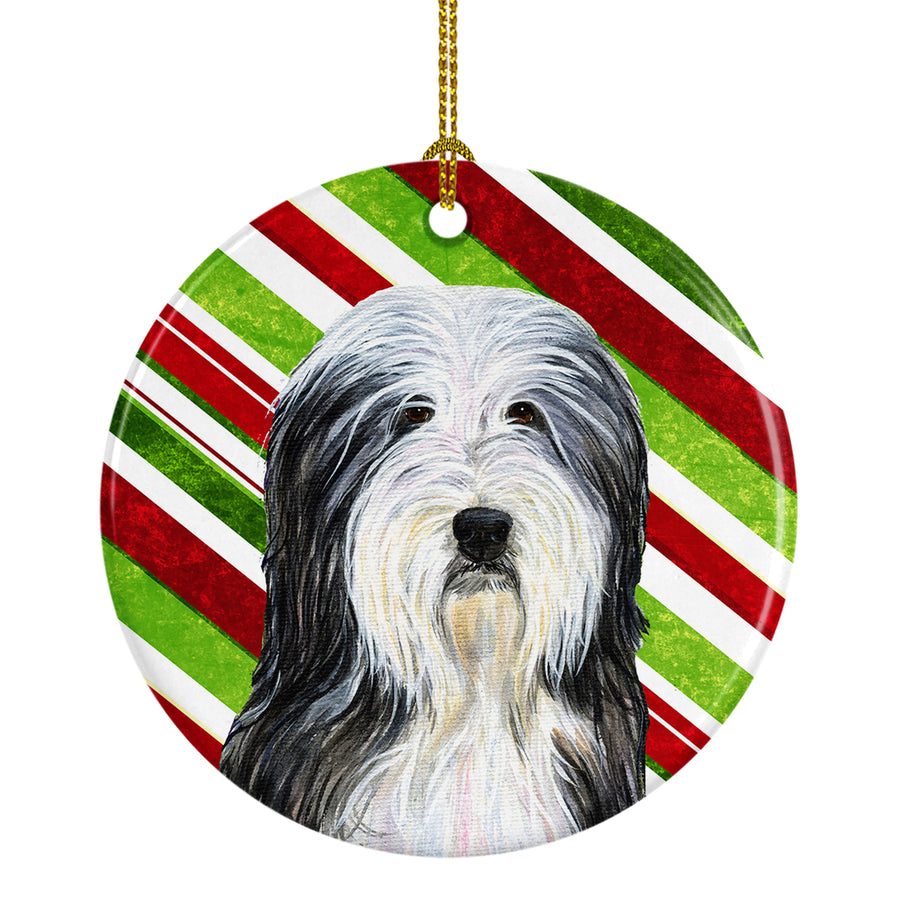 Bearded Collie Candy Cane Holiday Christmas Ceramic Ornament SS4566 Image 1