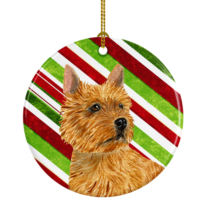 Norwich Terrier Candy Cane Holiday Christmas Ceramic Ornament SS4568 Image 1