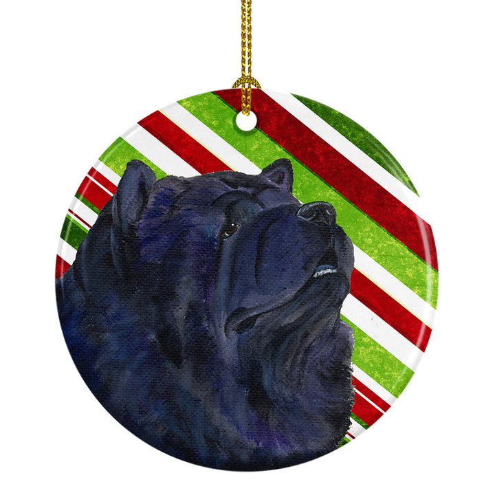 Chow Chow Candy Cane Holiday Christmas Ceramic Ornament SS4570 Image 1