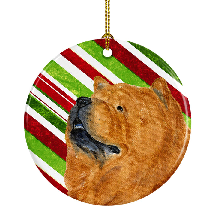 Chow Chow Candy Cane Holiday Christmas Ceramic Ornament SS4571 Image 1