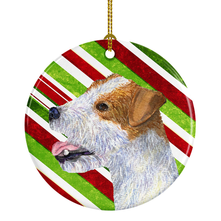 Jack Russell Terrier Candy Cane Holiday Christmas Ceramic Ornament SS4573 Image 1