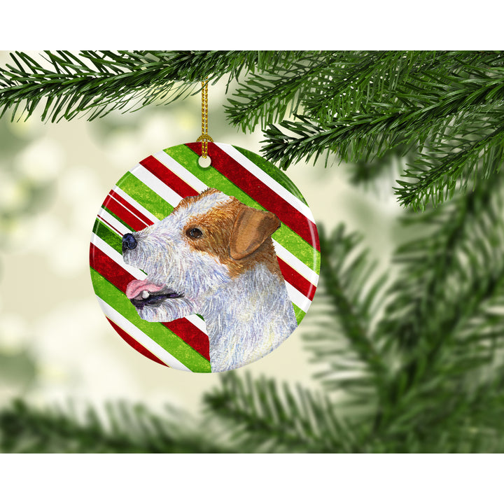 Jack Russell Terrier Candy Cane Holiday Christmas Ceramic Ornament SS4573 Image 2