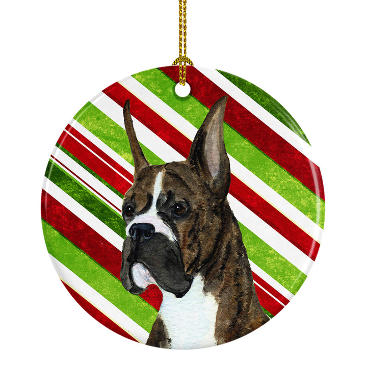 Boxer Candy Cane Holiday Christmas Ceramic Ornament SS4577 Image 1