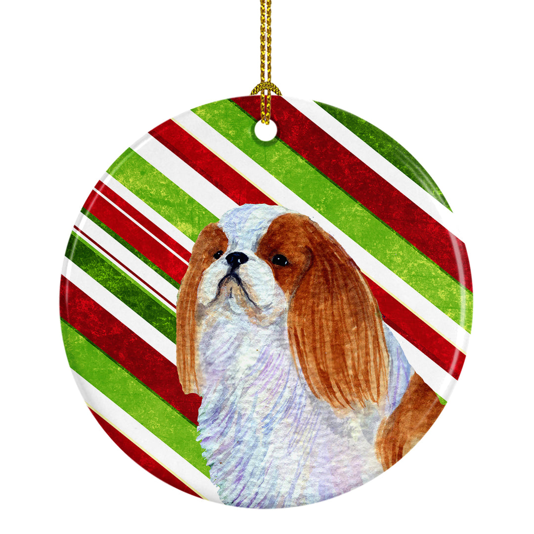 English Toy Spaniel Candy Cane Holiday Christmas Ceramic Ornament SS4576 Image 1