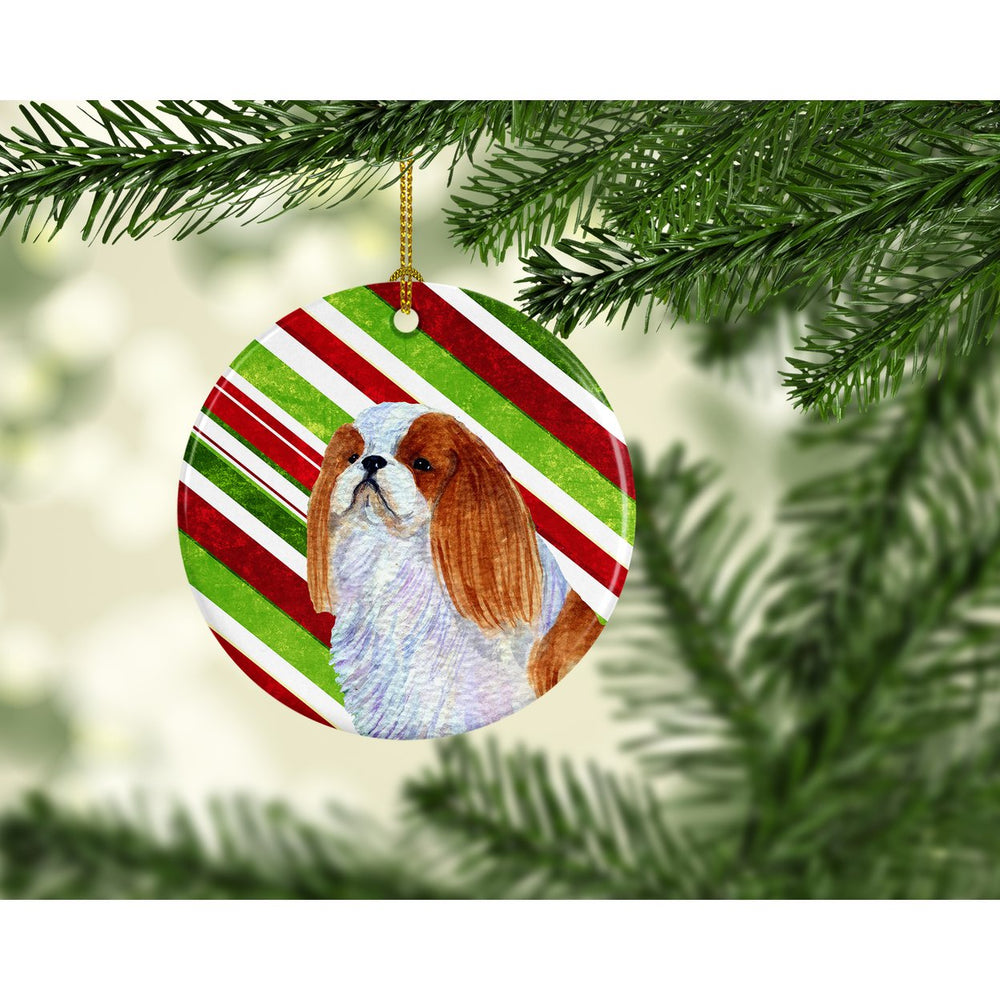 English Toy Spaniel Candy Cane Holiday Christmas Ceramic Ornament SS4576 Image 2