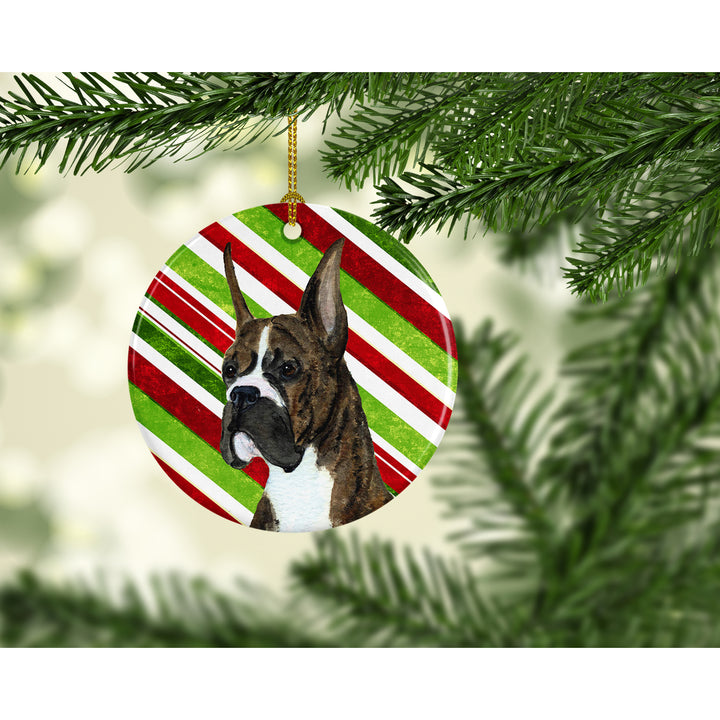 Boxer Candy Cane Holiday Christmas Ceramic Ornament SS4577 Image 2