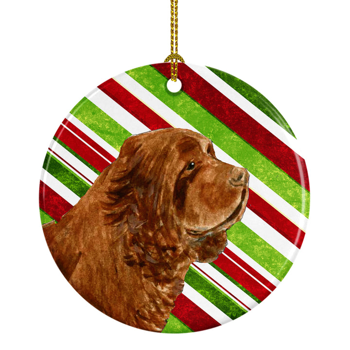 Sussex Spaniel Candy Cane Holiday Christmas Ceramic Ornament SS4579 Image 1