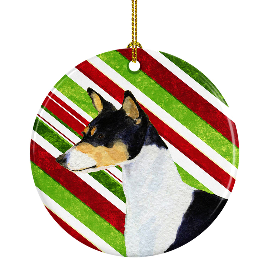 Basenji Candy Cane Holiday Christmas Ceramic Ornament SS4583 Image 1