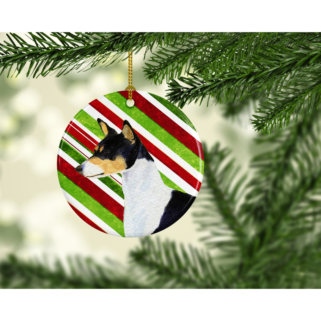 Basenji Candy Cane Holiday Christmas Ceramic Ornament SS4583 Image 2