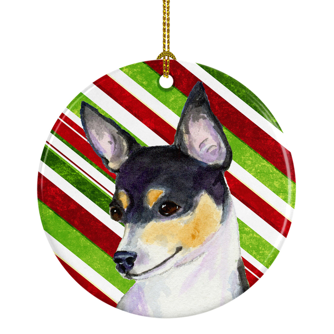 Chihuahua Candy Cane Holiday Christmas Ceramic Ornament SS4587 Image 1