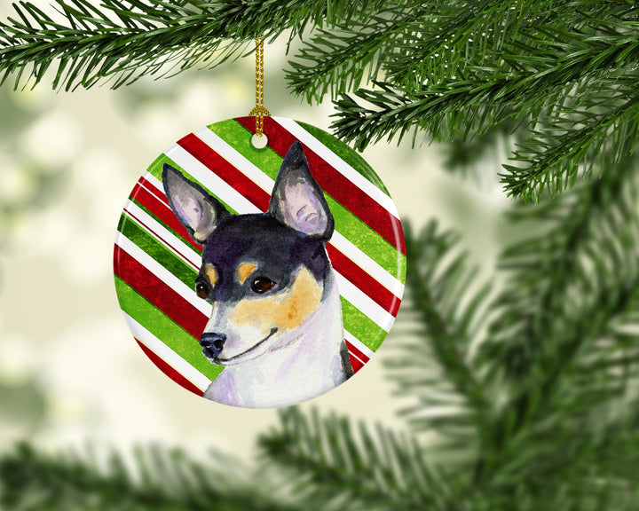 Chihuahua Candy Cane Holiday Christmas Ceramic Ornament SS4587 Image 2