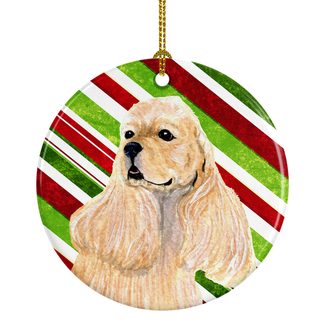 Cocker Spaniel Candy Cane Holiday Christmas Ceramic Ornament SS4591 Image 1