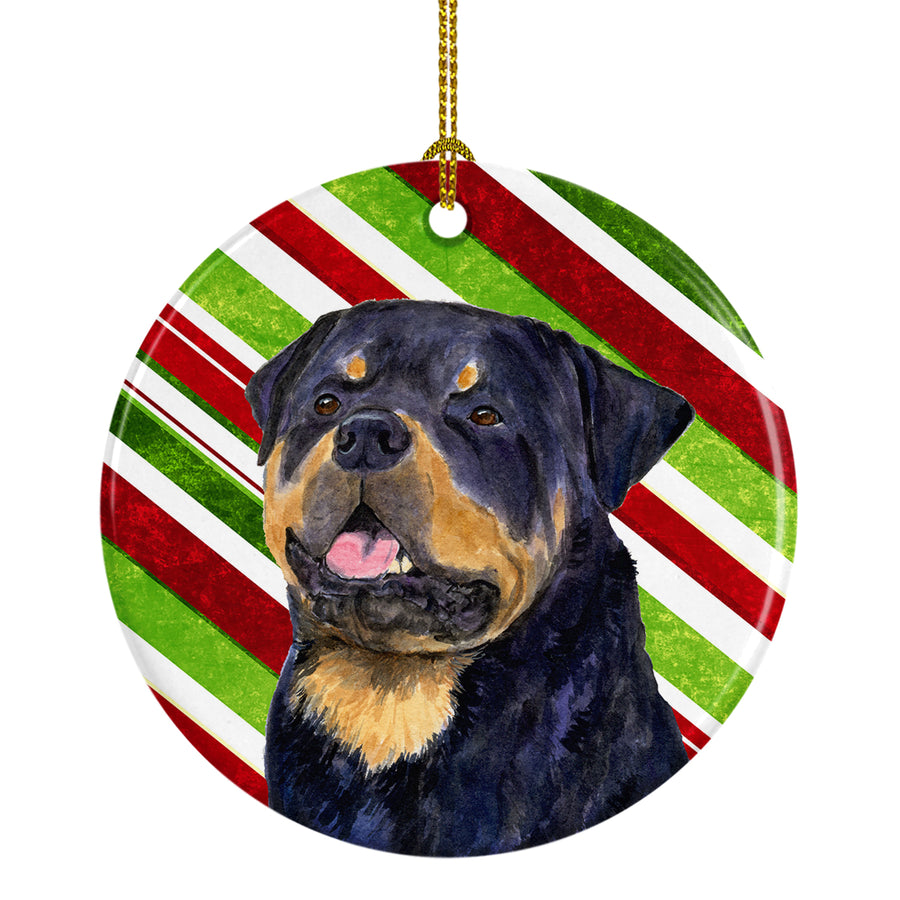 Rottweiler Candy Cane Holiday Christmas Ceramic Ornament SS4593 Image 1