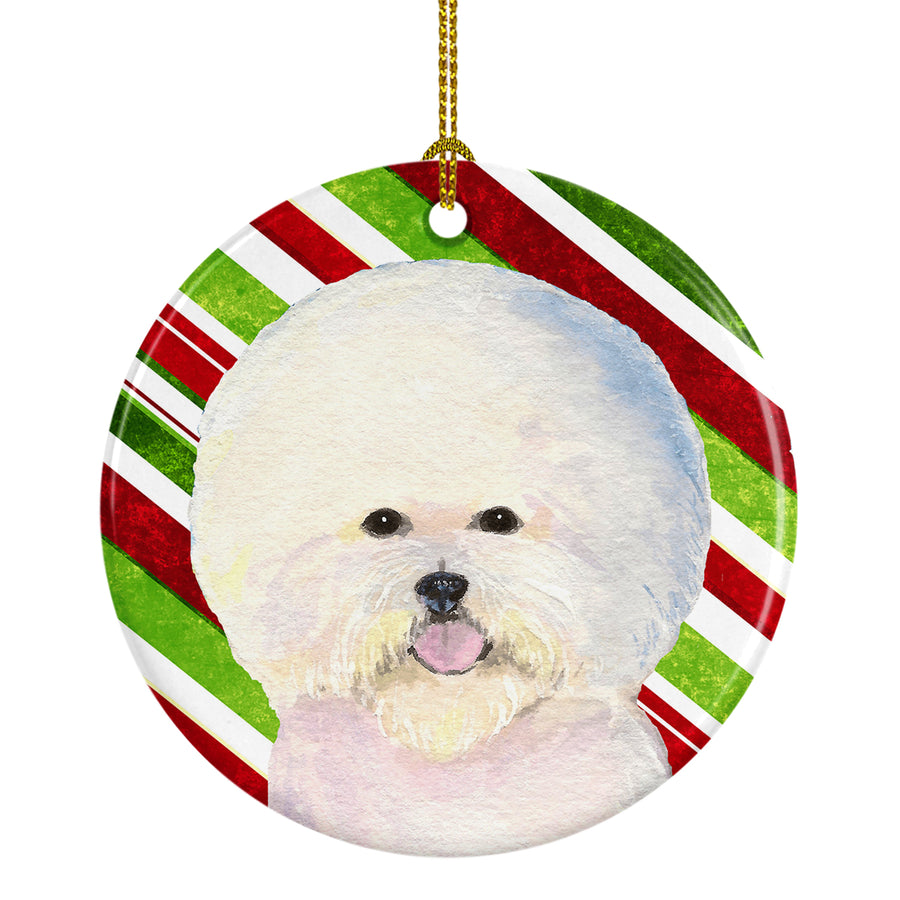 Bichon Frise Candy Cane Holiday Christmas Ceramic Ornament SS4595 Image 1