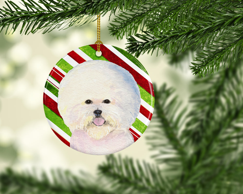 Bichon Frise Candy Cane Holiday Christmas Ceramic Ornament SS4595 Image 2