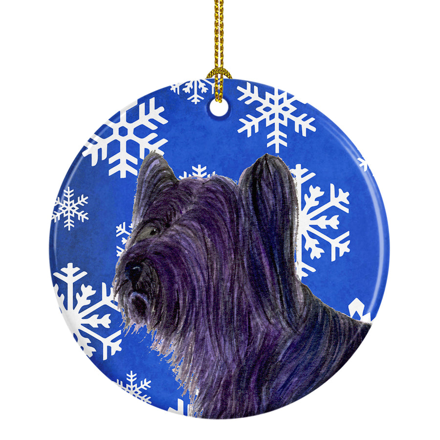 Skye Terrier Winter Snowflakes Holiday Christmas Ceramic Ornament SS4601 Image 1