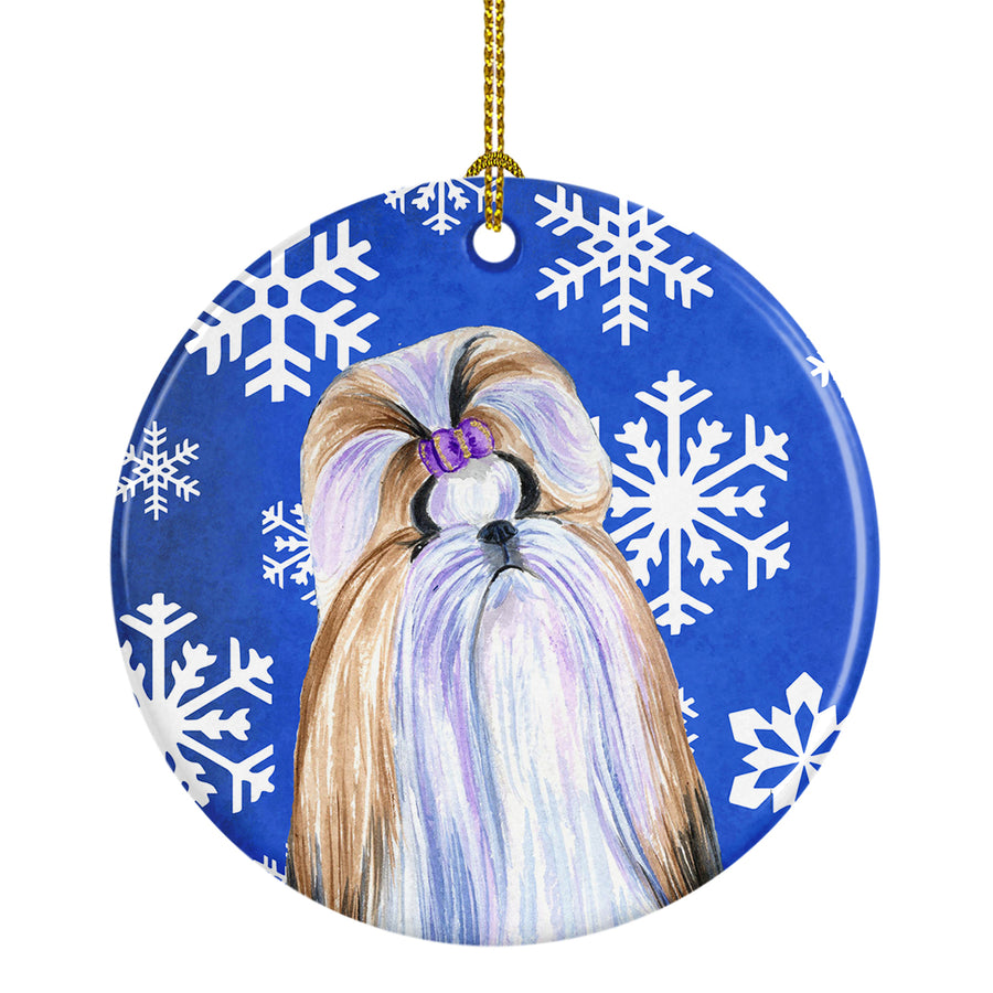 Shih Tzu Winter Snowflakes Holiday Christmas Ceramic Ornament SS4603 Image 1