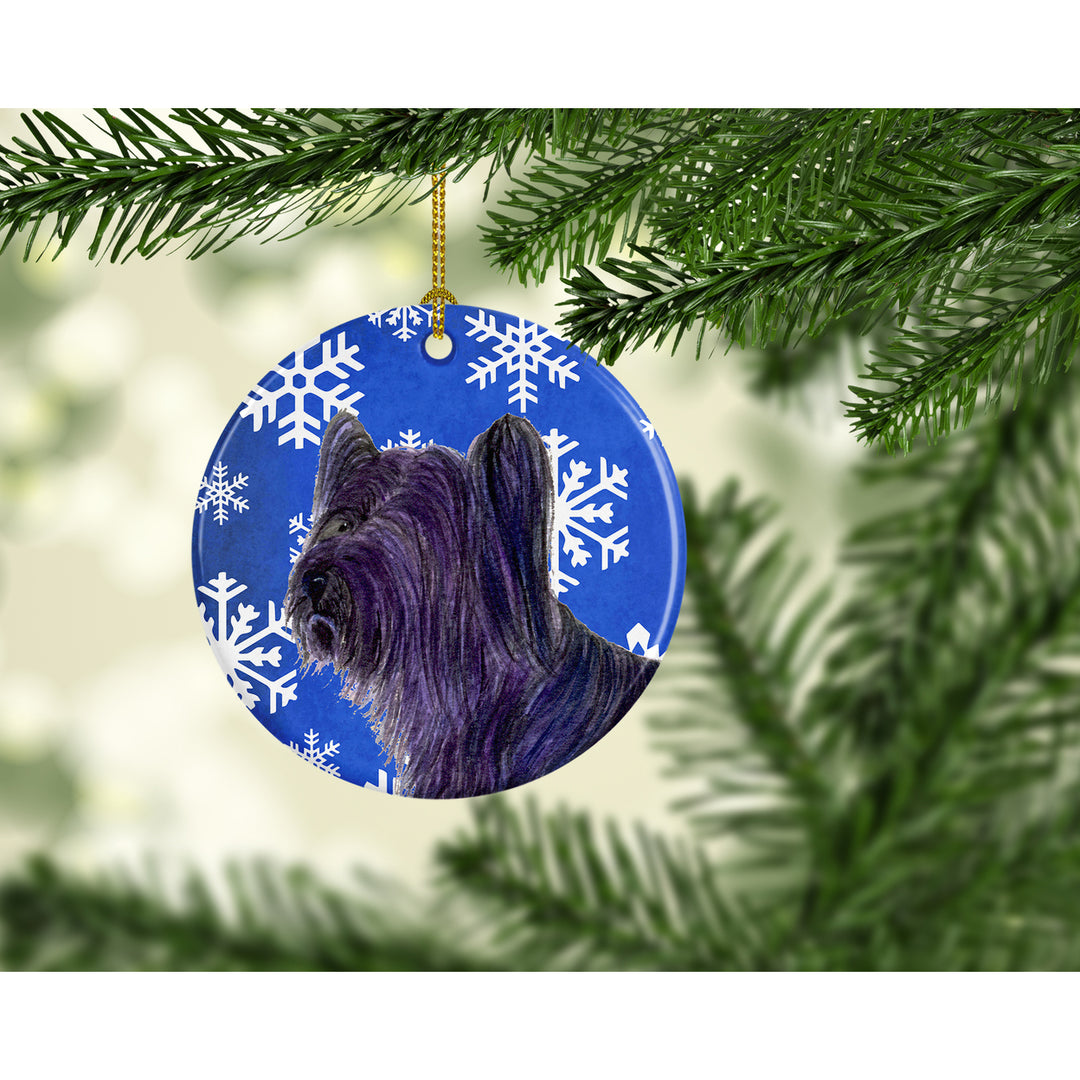 Skye Terrier Winter Snowflakes Holiday Christmas Ceramic Ornament SS4601 Image 2