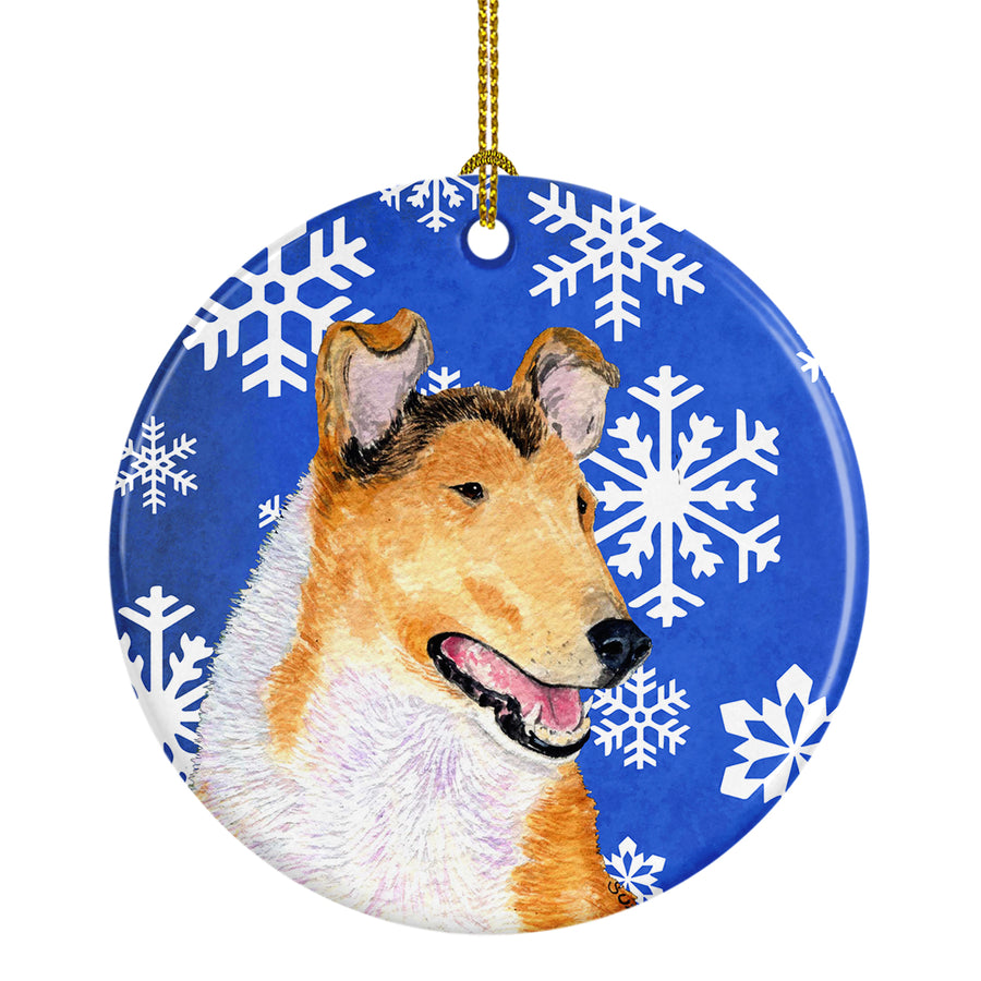 Collie Smooth Winter Snowflakes Holiday Christmas Ceramic Ornament SS4608 Image 1