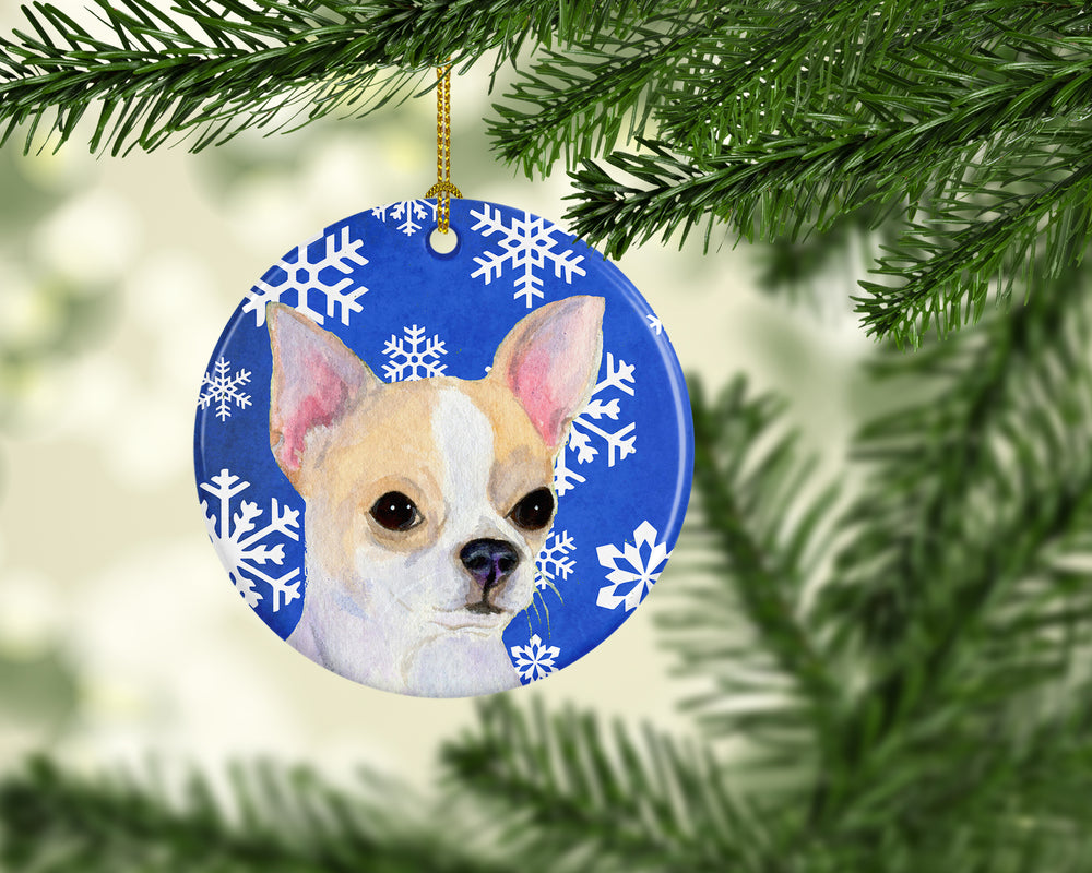 Chihuahua Winter Snowflakes Holiday Christmas Ceramic Ornament SS4612 Image 2