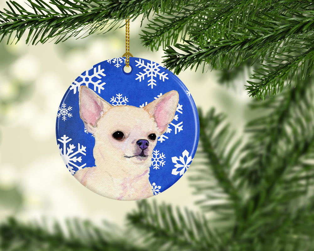 Chihuahua Winter Snowflakes Holiday Christmas Ceramic Ornament SS4610 Image 2