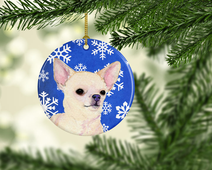 Chihuahua Winter Snowflakes Holiday Christmas Ceramic Ornament SS4610 Image 2