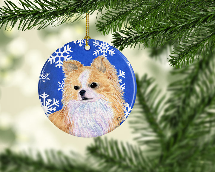 Chihuahua Winter Snowflakes Holiday Christmas Ceramic Ornament SS4611 Image 2