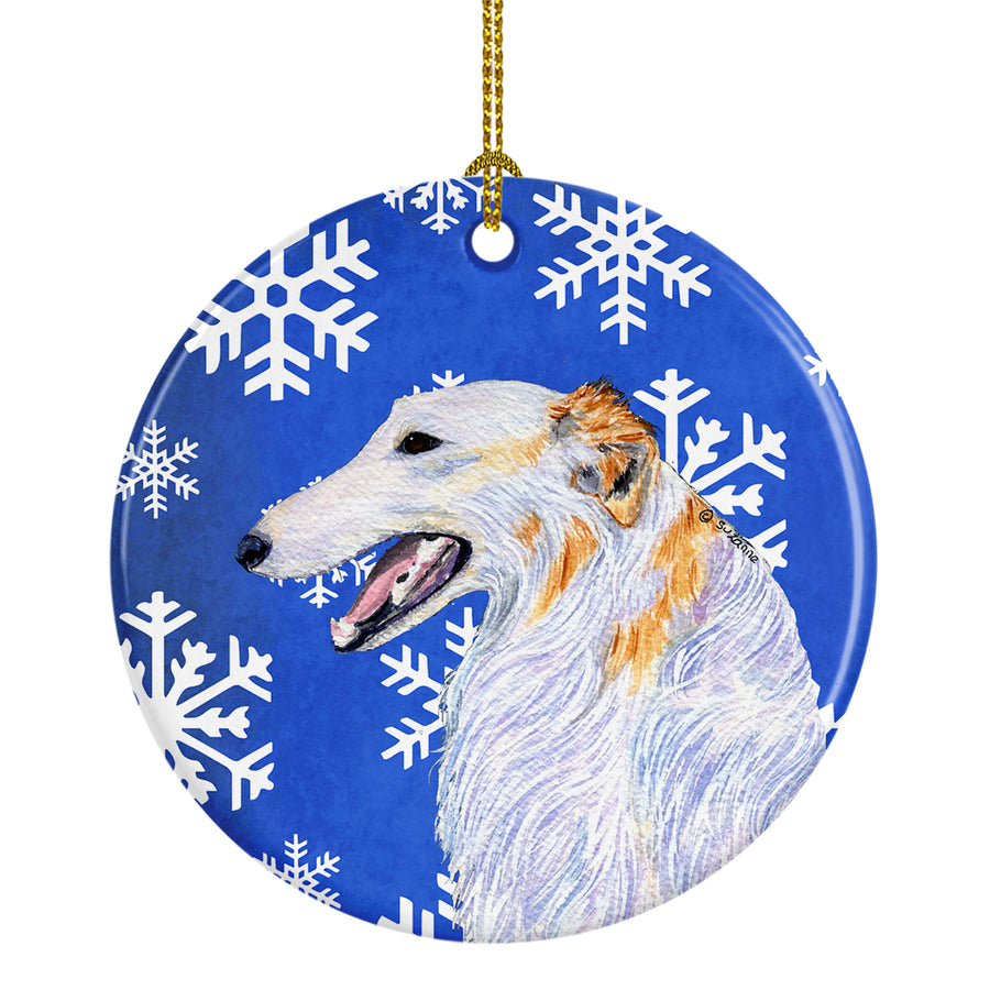 Borzoi Winter Snowflakes Holiday Christmas Ceramic Ornament SS4613 Image 1