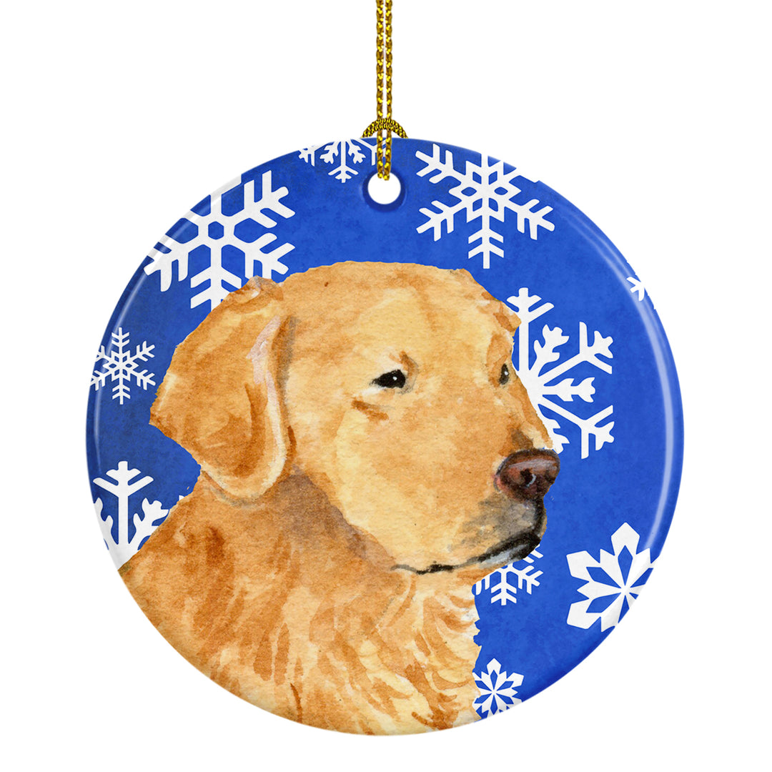 Golden Retriever Winter Snowflakes Holiday Christmas Ceramic Ornament SS4614 Image 1