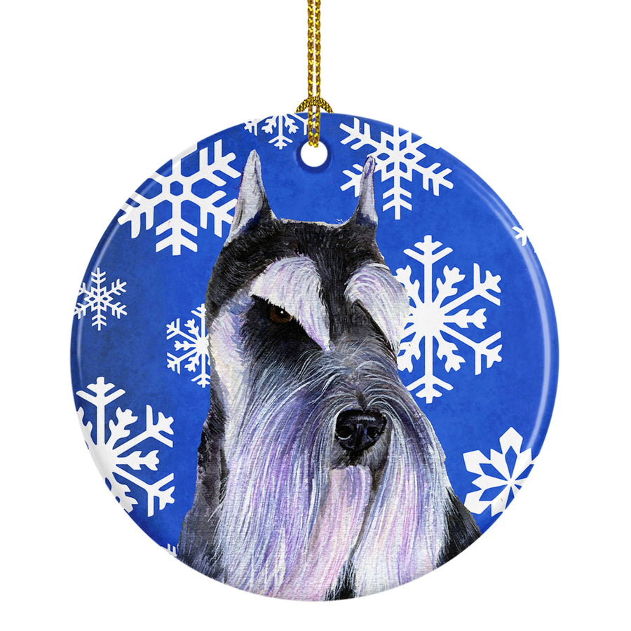 Schnauzer Winter Snowflakes Holiday Christmas Ceramic Ornament SS4615 Image 1