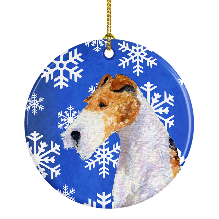 Fox Terrier Winter Snowflakes Holiday Christmas Ceramic Ornament SS4616 Image 1