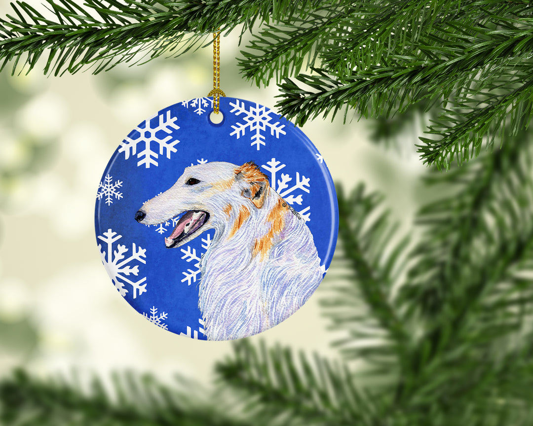 Borzoi Winter Snowflakes Holiday Christmas Ceramic Ornament SS4613 Image 2