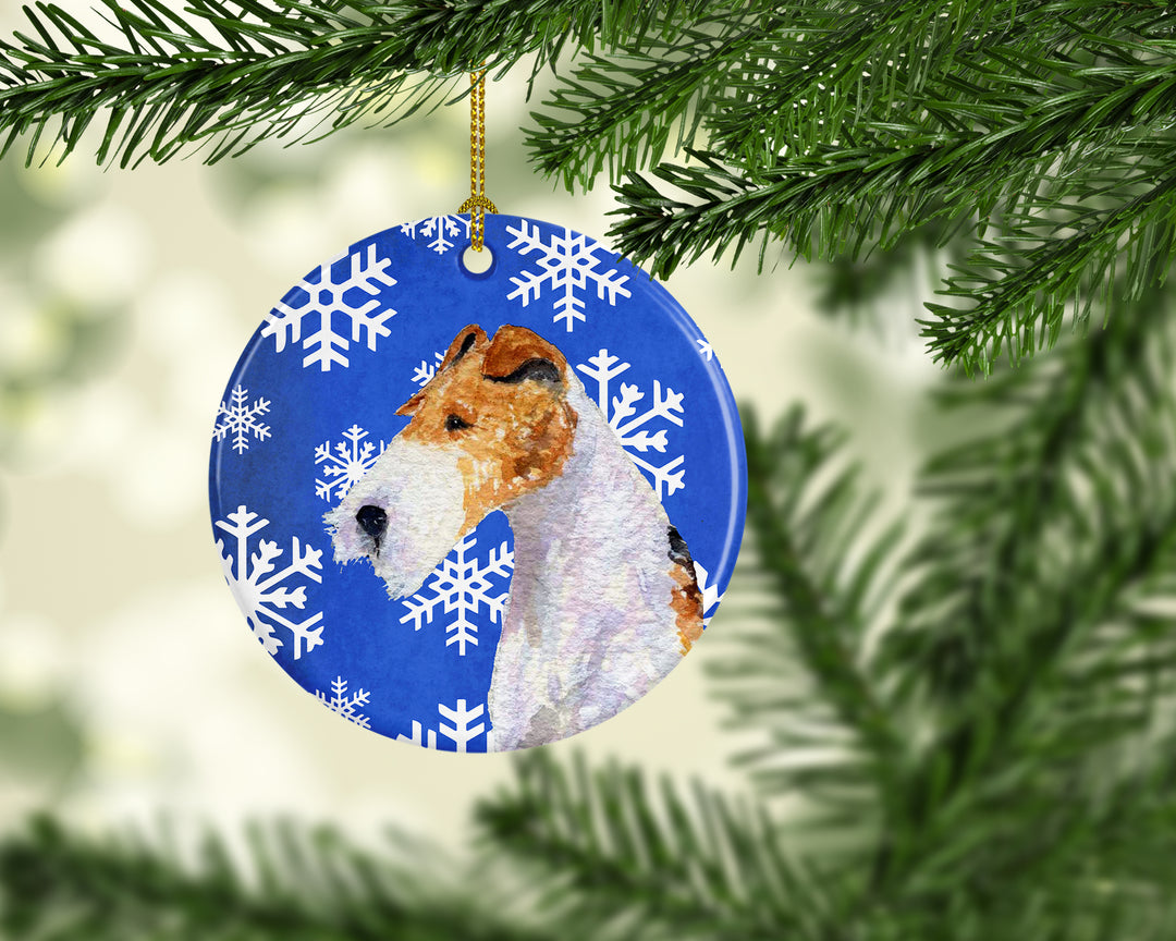 Fox Terrier Winter Snowflakes Holiday Christmas Ceramic Ornament SS4616 Image 2